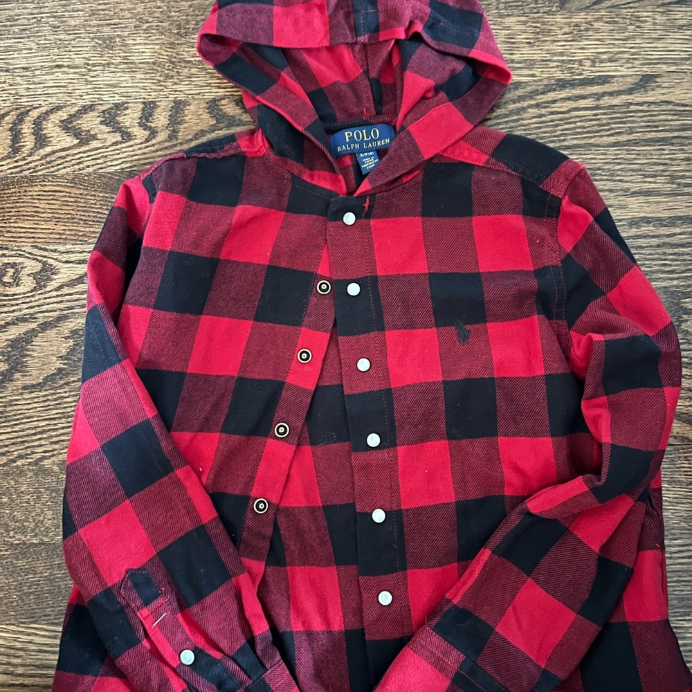 Ralph Lauren Buffalo Check twill hooded shirt